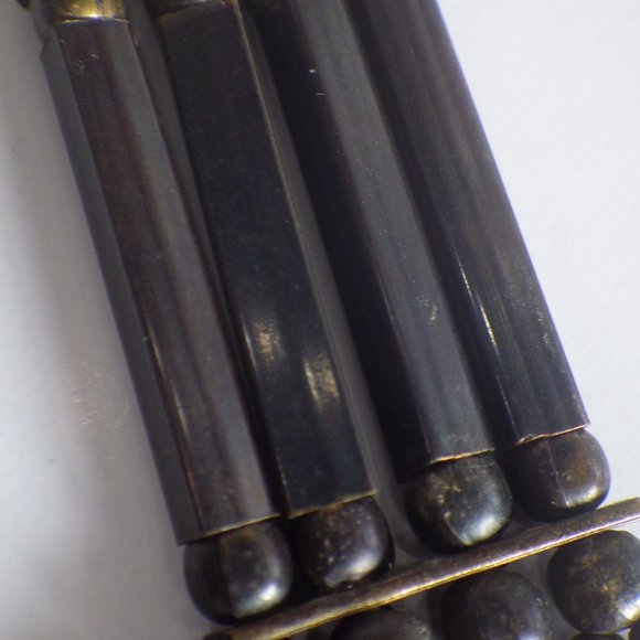 Amazing Monies StyleTribal Strand Elongated Oxblood Red Horn & Pewter Necklace - Picture 4 of 8